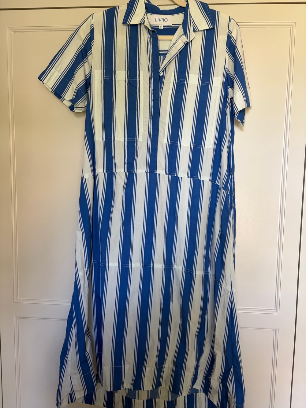 Livro Blue & White Stripe midi Dress